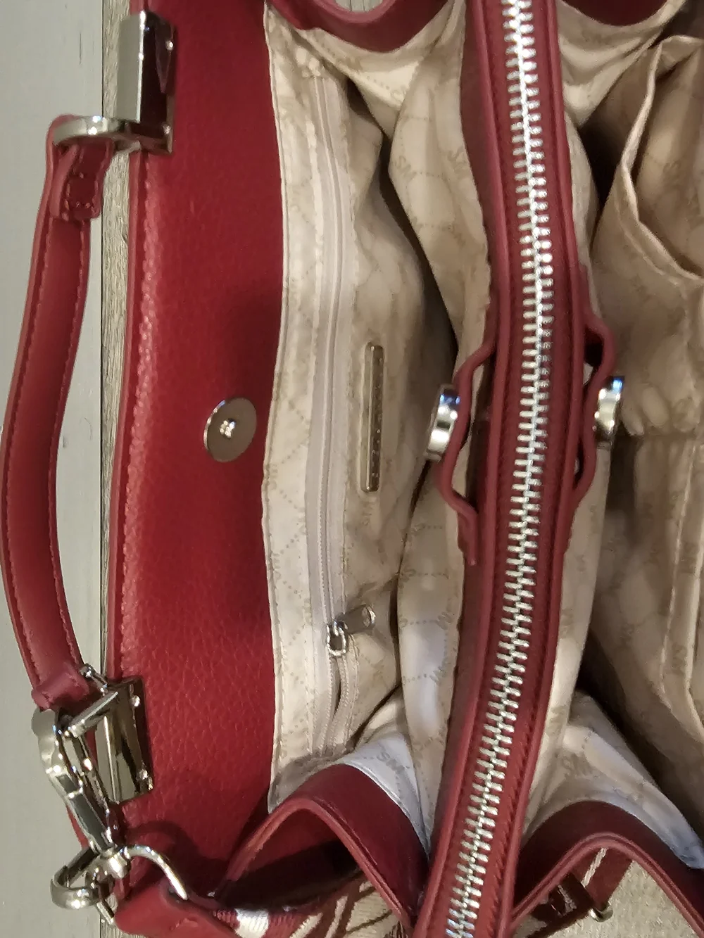 Steve Madden Red Embossed Logo Top-Handle Bag